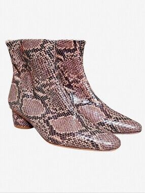 LOQ | Matea Ankle Boots / Booties in Mink Python ~ Size EU 38 / US 8 ~ NWOT